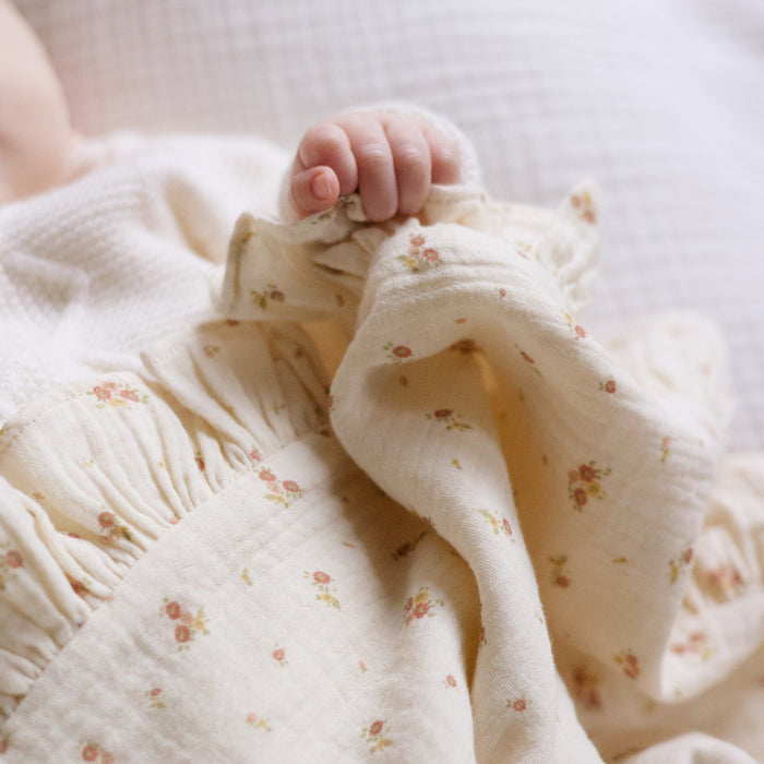 Baby blanket - Beige Flowers