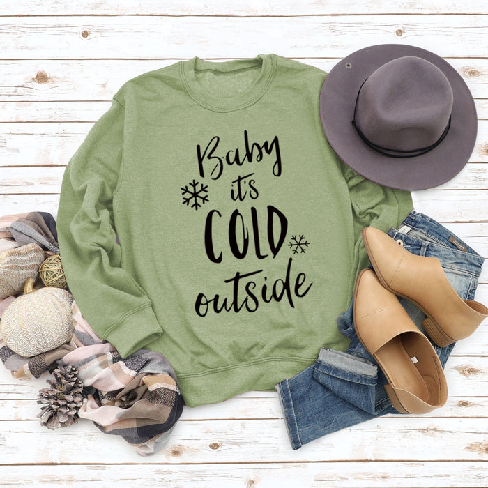 Olive green sweater (black font) / S