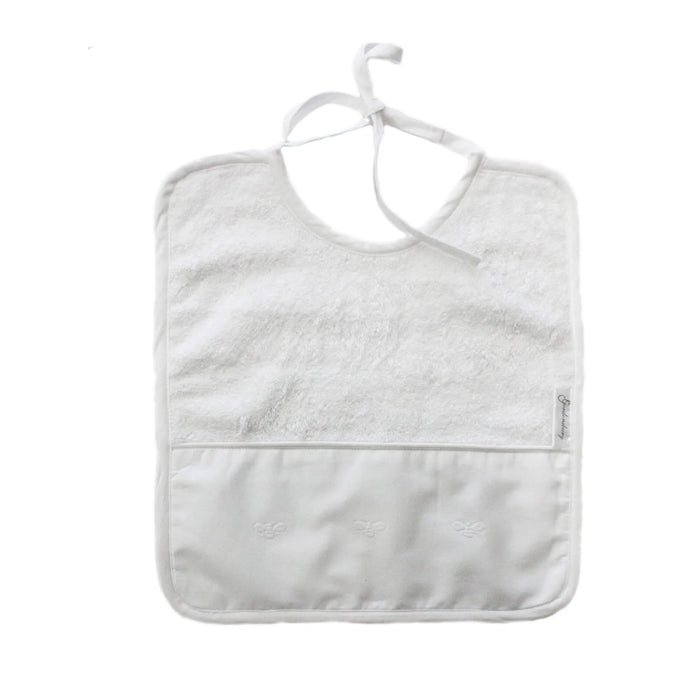 Baby Terry Bib Baby Bees White