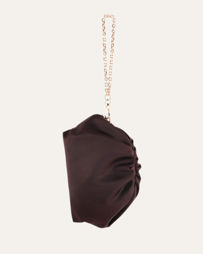 BAMBINI CLUTCH BAG BITTER CHOC SATIN