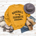 Baseball Is My Favorite Letter Round Neck Large Long Sleeve Sweater