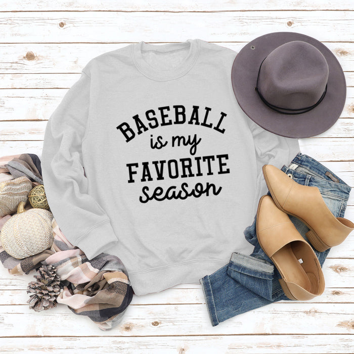 Baseball Is My Favorite Letter Round Neck Large Long Sleeve Sweater