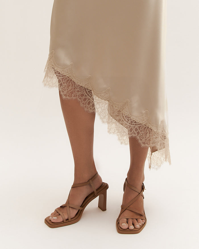BASK HIGH HEEL SANDALS TAN LEATHER
