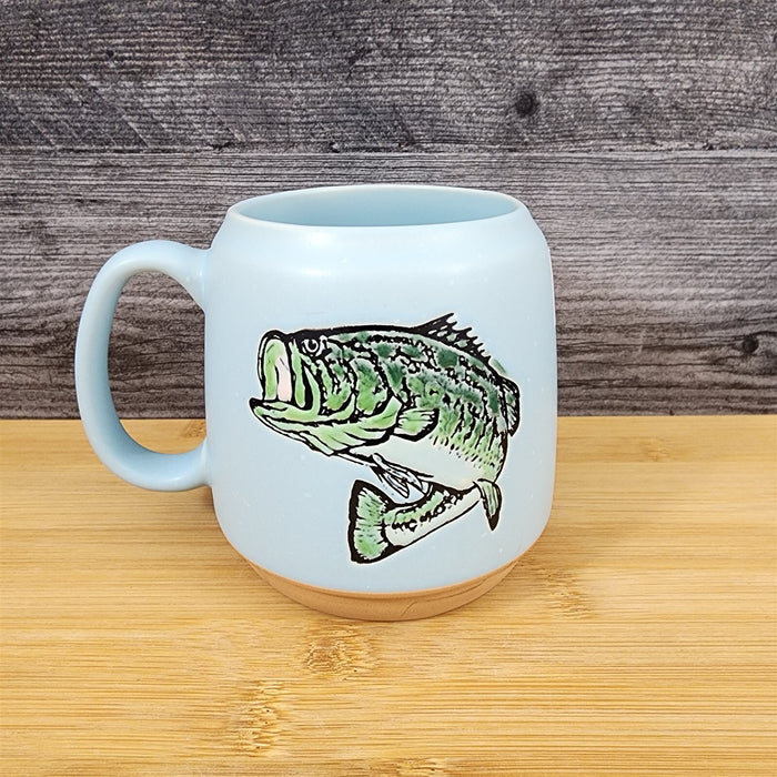 Bass Fishing Mug Blue Ceramic Coffee Cup Outdoors Fishermen 20 oz by Blue Sky