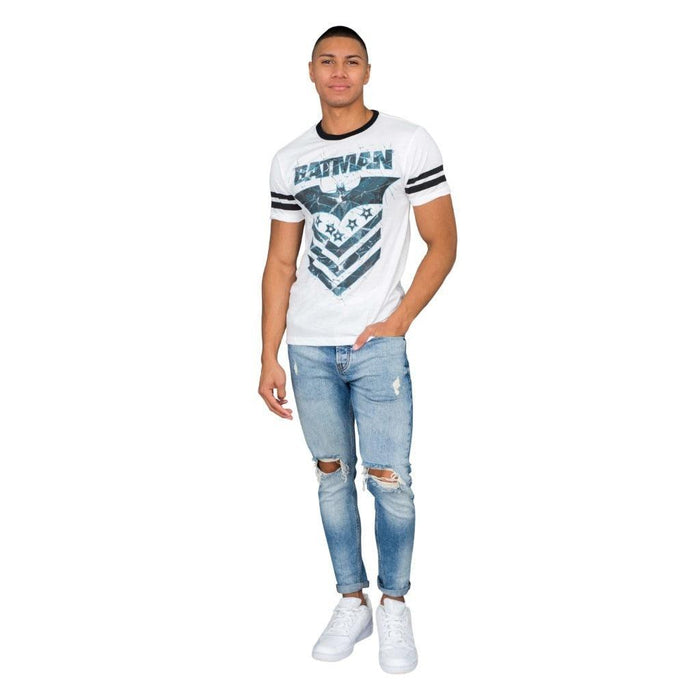 Batman The Dark Knight Arrow Logo White Mens T-Shirt-tvso