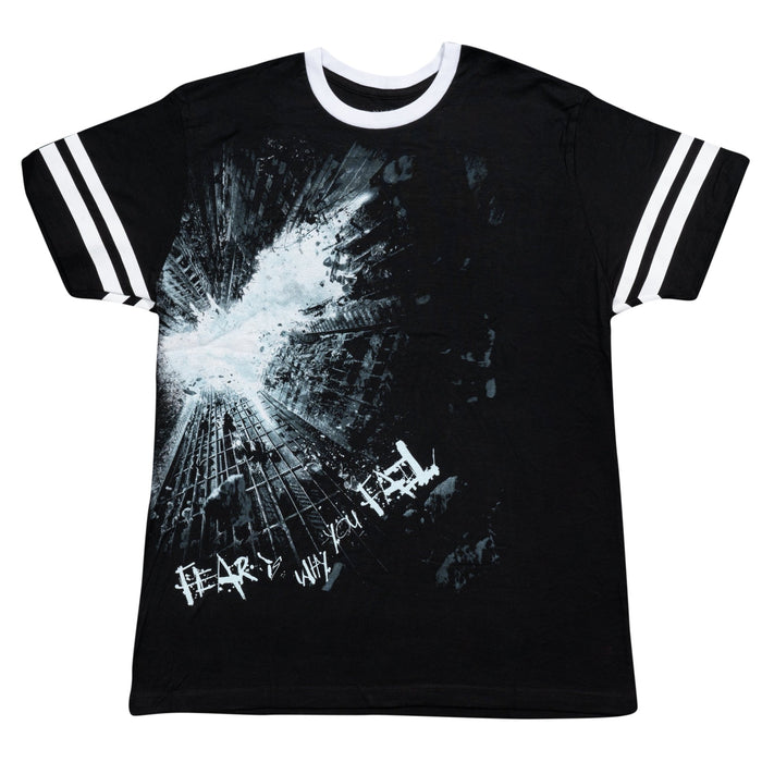 Batman The Dark Knight Fear is Why You Fail Striped sleeves Black Mens T-Shirt - TVStoreOnline