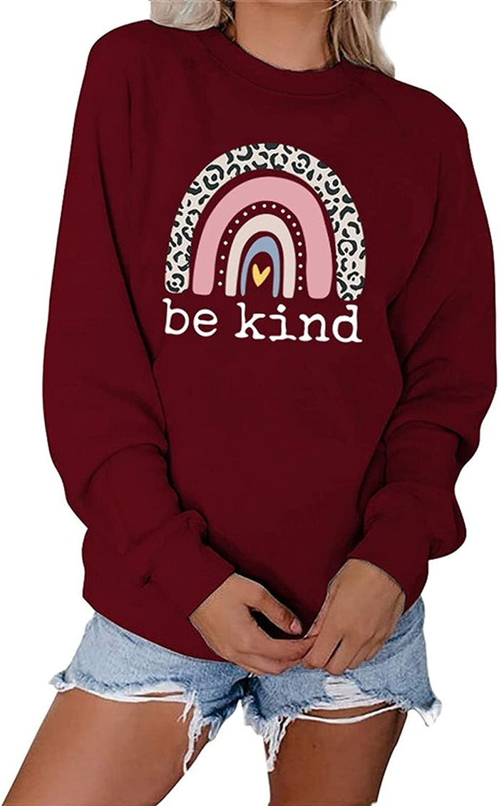 Be Kind Rainbow Sweatshirt for Women Kindness Shirt Rainbow Sweater