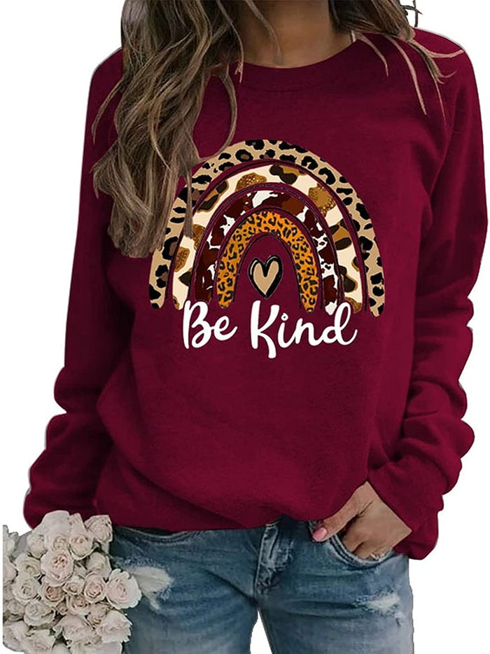 Be Kind Rainbow Sweatshirt for Women Long Sleeve Kindness Shirt
