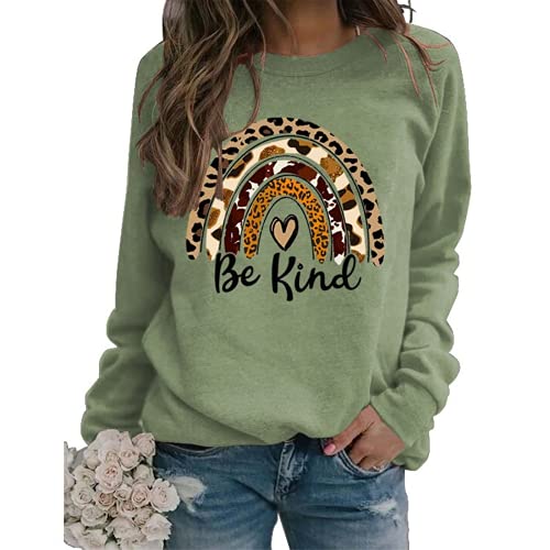 Be Kind Rainbow Sweatshirt for Women Long Sleeve Kindness Shirt
