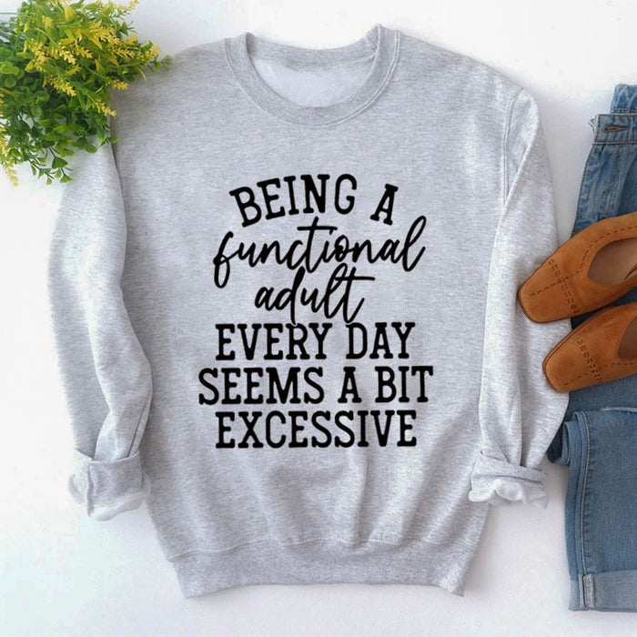 Grey sweater (black font) / S