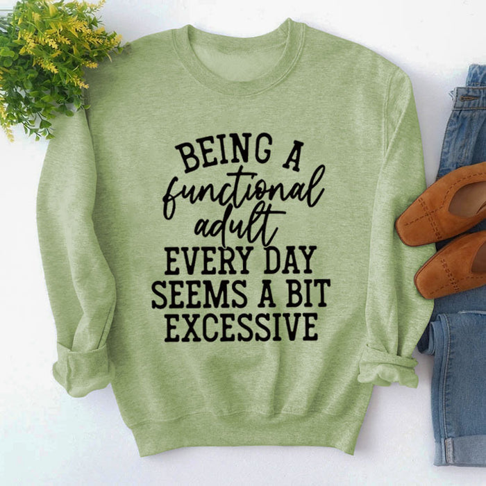 Olive green sweater (black font) / S