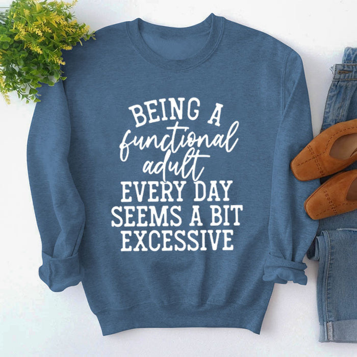 Blue sweater (white font) / S