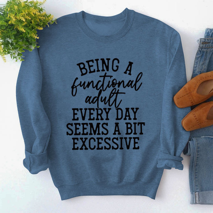 Blue sweater (black font) / S