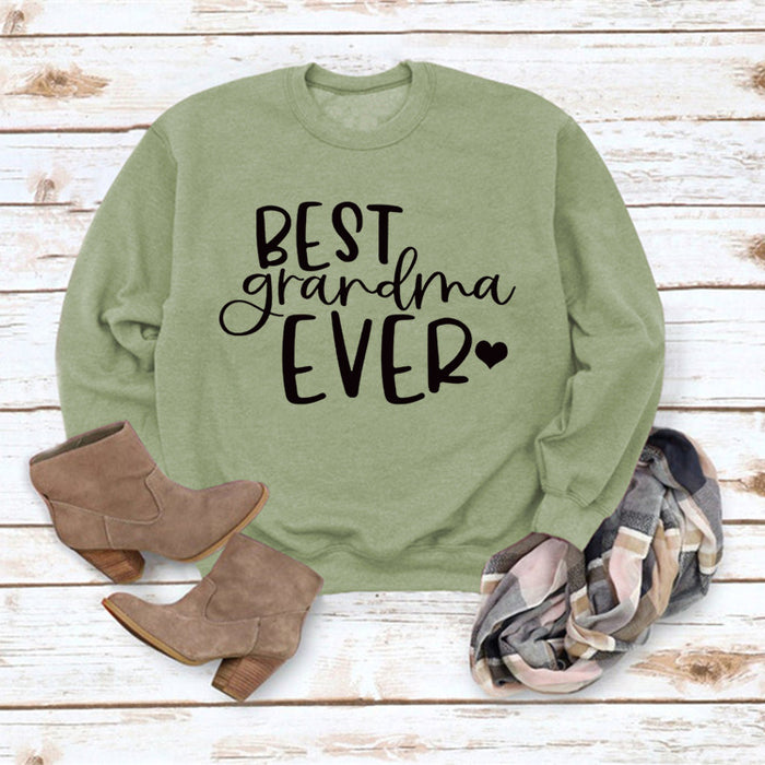 Olive green sweater (black font) / S
