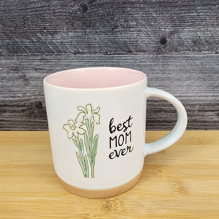 Best Mom Coffee Mug Ceramic Embossed White Tea Cup Mother by Blue Sky
