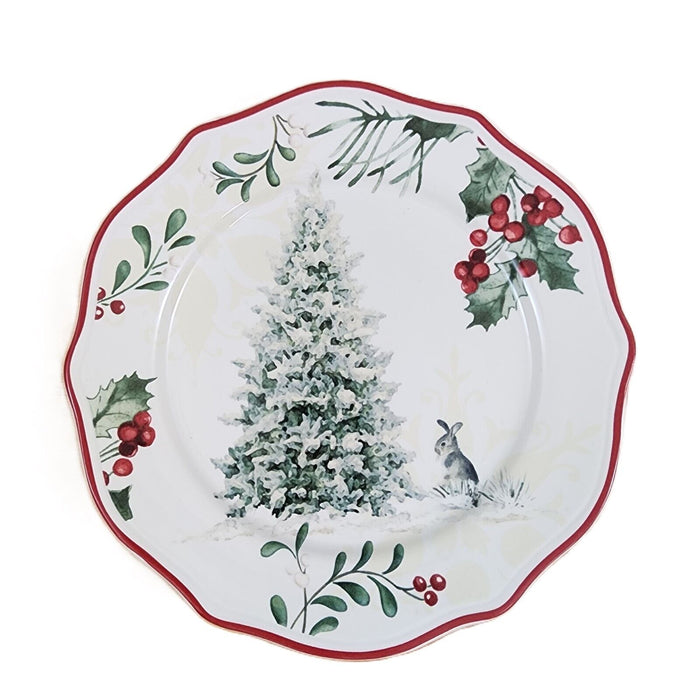 Better Homes and Gardens Winter Forest Salad Plate Tree Bunny 8"
