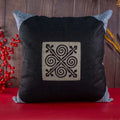 Vindigo cushion cover black embroidered spiral front angled view