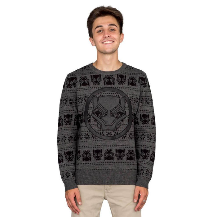 Black Panther Logo Adult Ugly Christmas Sweater-tvso