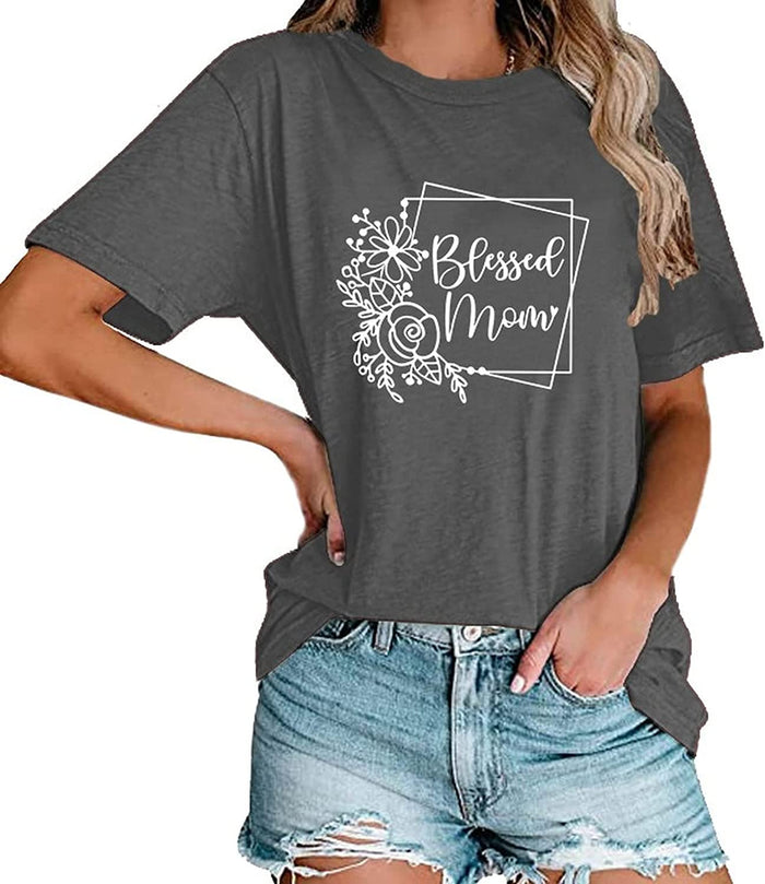 Blessed Mama Floral Shirt Women Graphic Tees