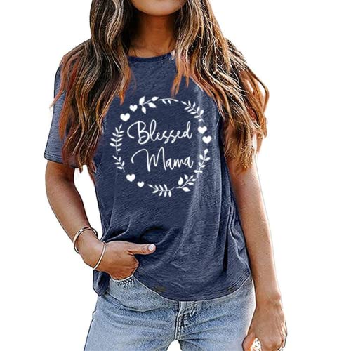 Blessed Mama Shirt Women Floral Mom T-Shirt