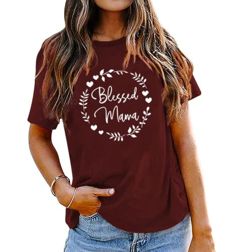 Blessed Mama Shirt Women Floral Mom T-Shirt
