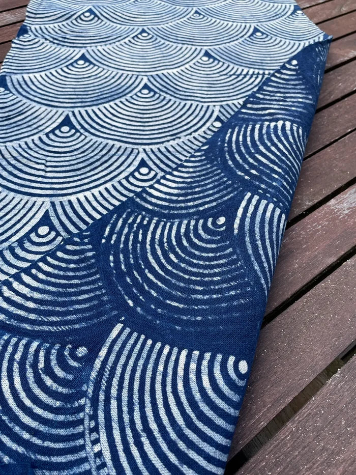 Block print batik, Japanese wave pattern