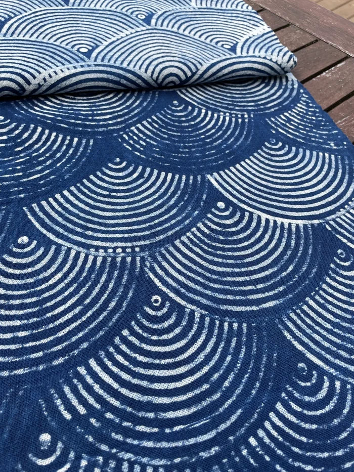 Block print batik, Japanese wave pattern