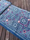 Block print batik with embroidery and appliqué on cotton in Sun pattern