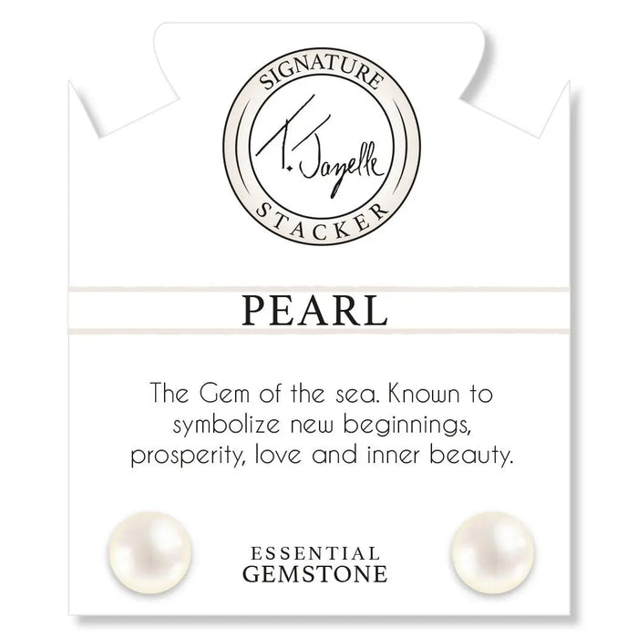 Blue Aquamarine Gemstone with Pearl Coin Stacker Bracelet