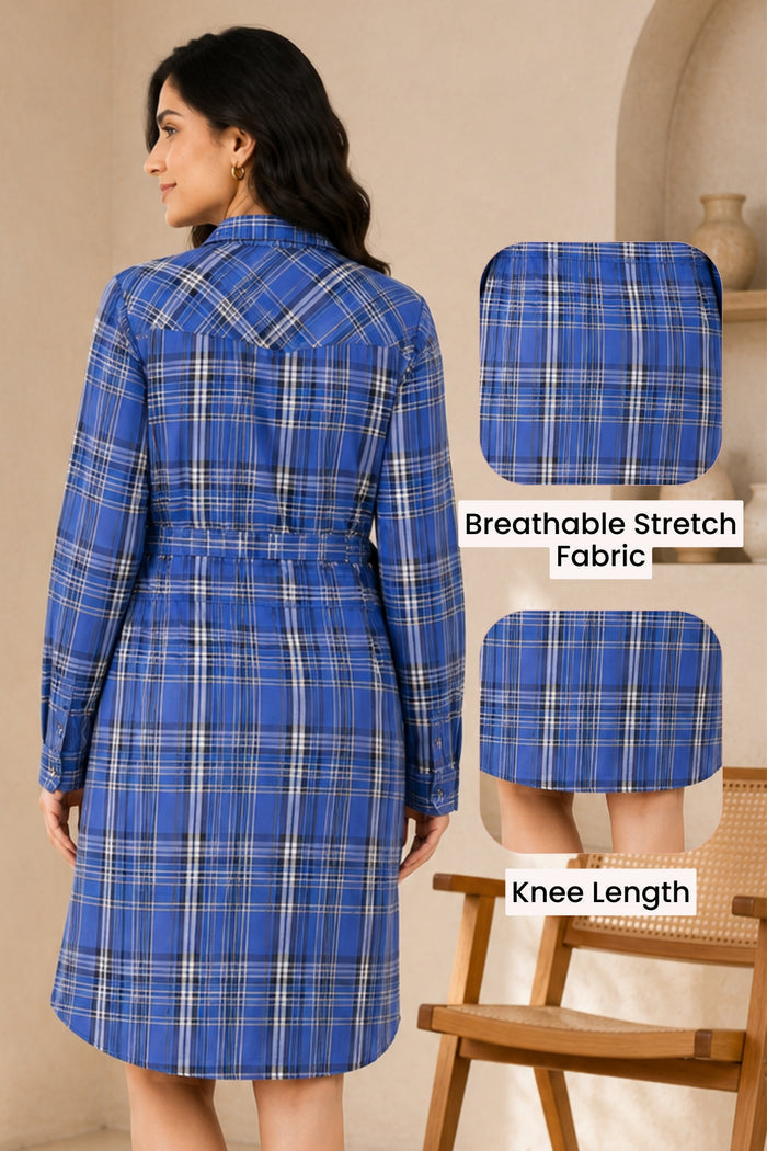 Blue Check Shirt Dress