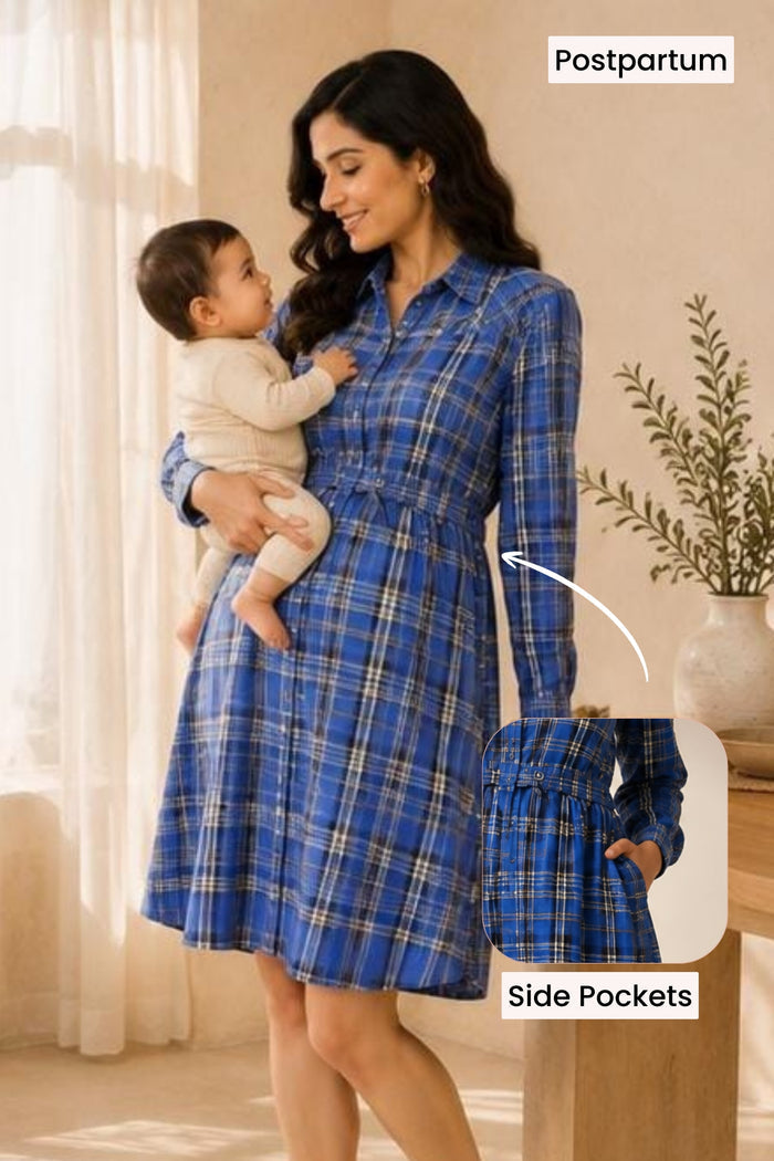 Blue Check Shirt Dress