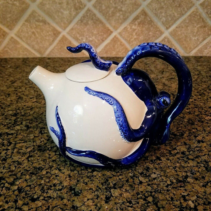 Blue Octopus Teapot Collectable Ceramics Kitchen Home Décor by Blue Sky Goldminc