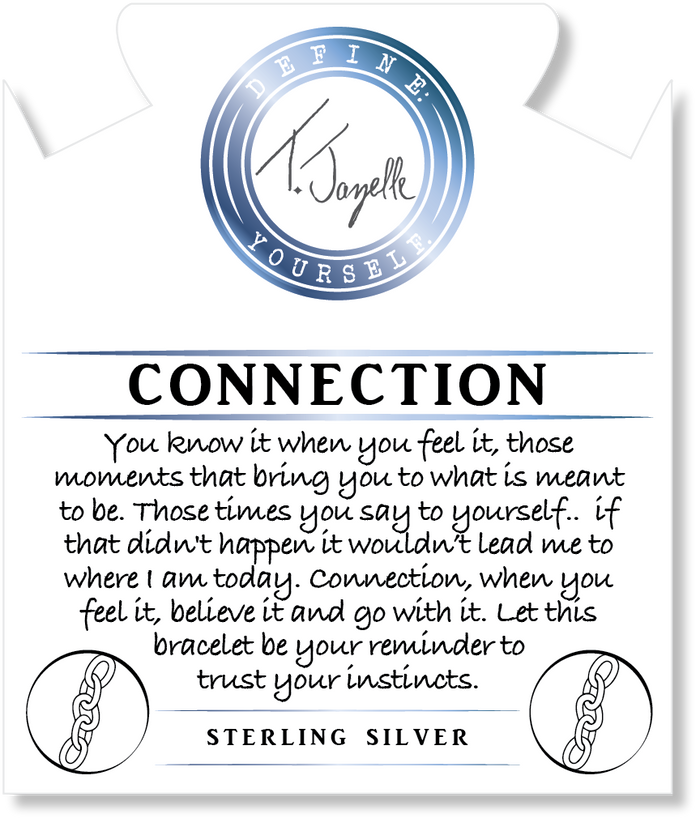 Blue Quartzite Stone Bracelet with Connection Sterling Silver Charm