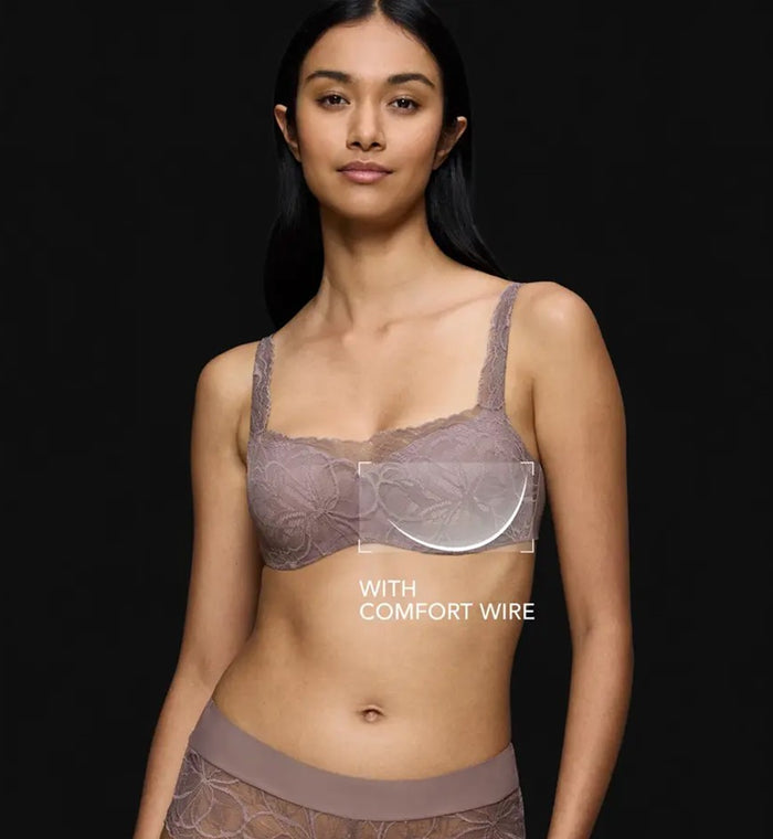 GREY TRIUMPH BODY MAKE UP ILLUSION LACE BALCONETTE BRA
