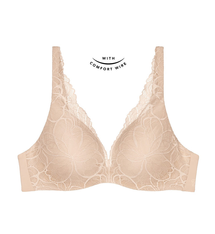 BEIGE TRIUMPH BODY MAKE UP ILLUSION LACE WIRED PADDED
