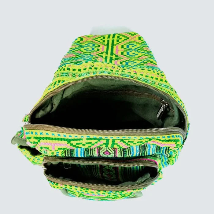 Vindigo crossbody light green linen geometric tribal top opening