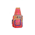 Vindigo pink tribal hemp sling bag upright front display
