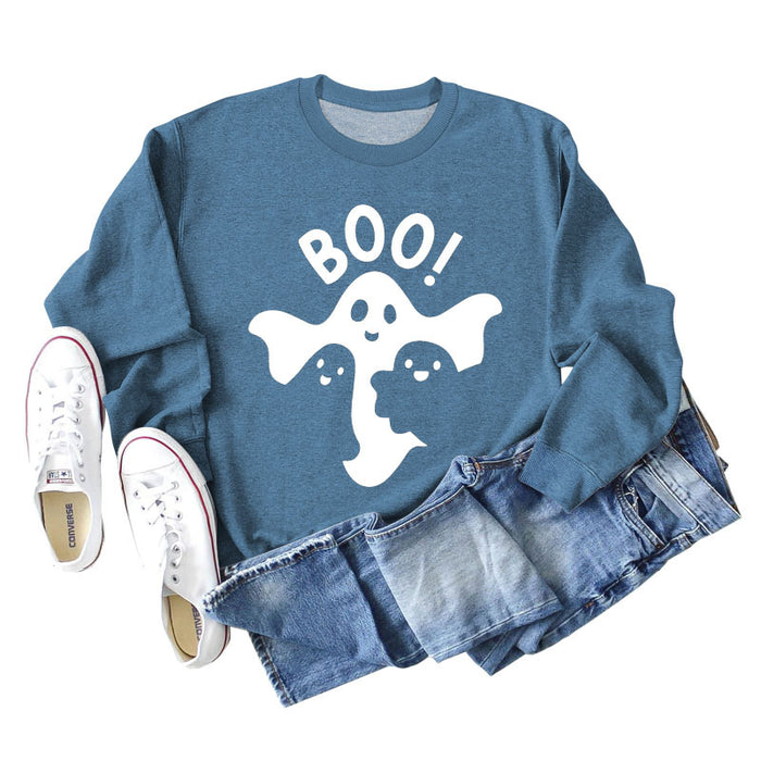 Blue sweater (white font) / S