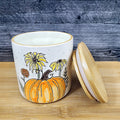 Botanical Harvest Pumpkin Canister & Lid 4" Ceramic White Jar Kimpton Blue Sky
