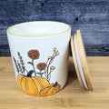 Botanical Harvest Pumpkin Canister & Lid 5" Ceramic White Jar Kimpton Blue Sky