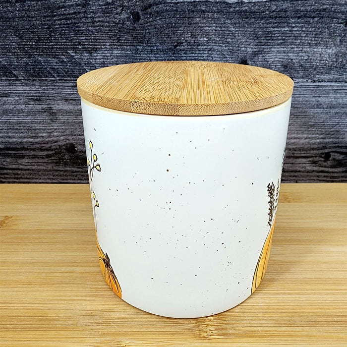 Botanical Harvest Pumpkin Canister & Lid 5" Ceramic White Jar Kimpton Blue Sky