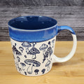 Botanical Mushroom Embossed Coffee Mug Ceramic 17oz Tea Cup Blue Sky
