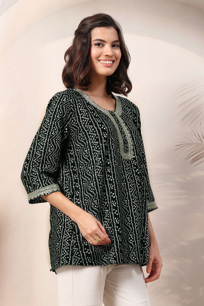 Bottle Green Top sleeves; sleeves offer coverage and relaxed fit.