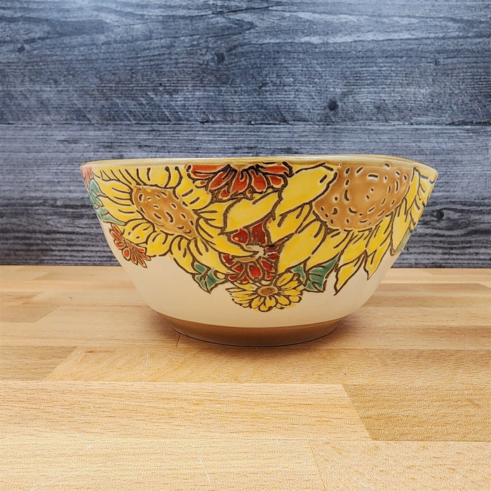 Brandywine Sunflower Floral Festive Bowl in Yellow 6" Ceramic (15 cm) Blue Sky