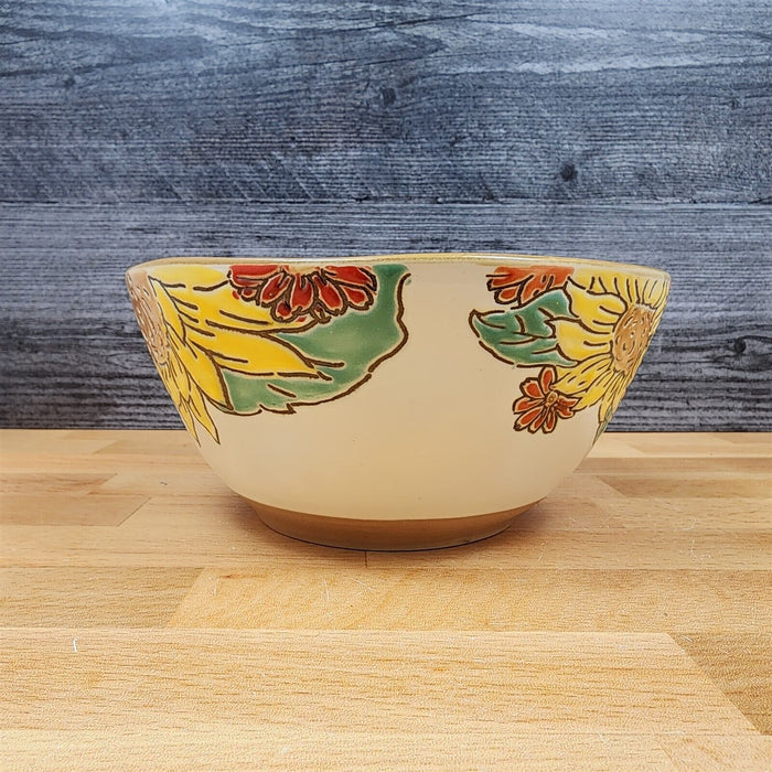 Brandywine Sunflower Floral Festive Bowl in Yellow 6" Ceramic (15 cm) Blue Sky