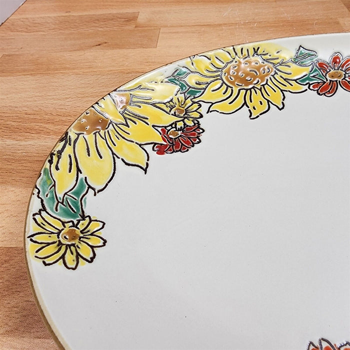 Brandywine Sunflower Serving Plate Embossed Floral Oval Platter Tray Blue Sky