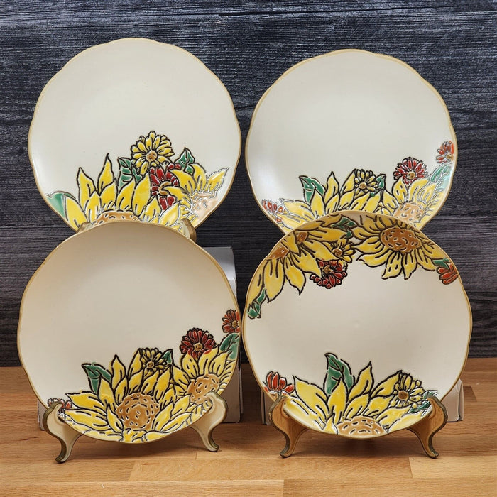 Brandywine Sunflower Set of 4 Appetizer 6" Plate Embossed Appy by Blue Sky