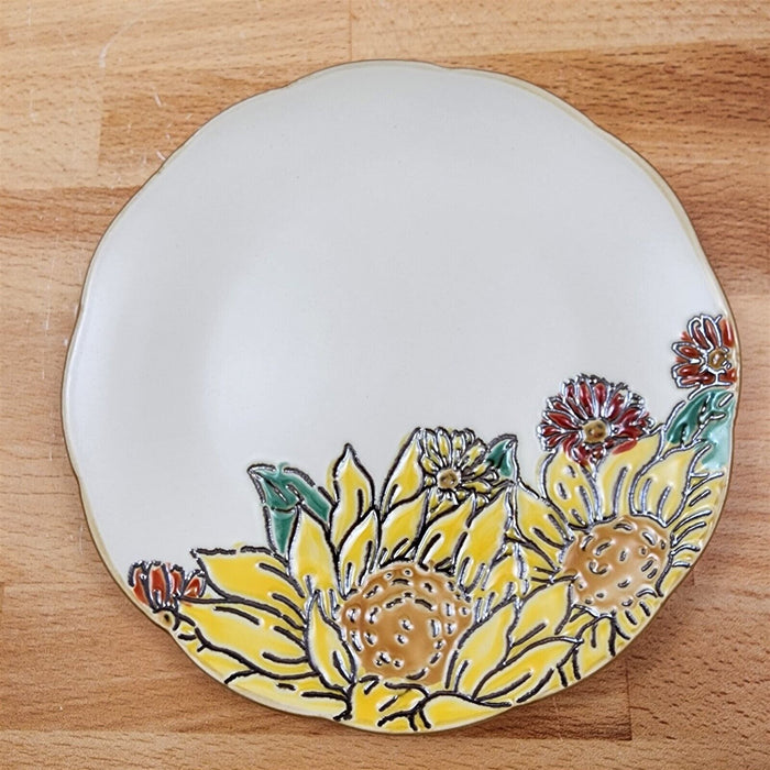 Brandywine Sunflower Set of 4 Appetizer 6" Plate Embossed Appy by Blue Sky