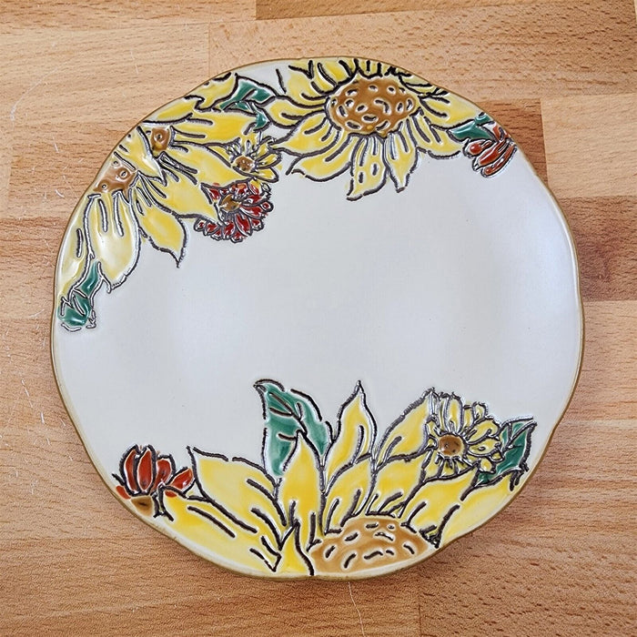Brandywine Sunflower Set of 4 Appetizer 6" Plate Embossed Appy by Blue Sky