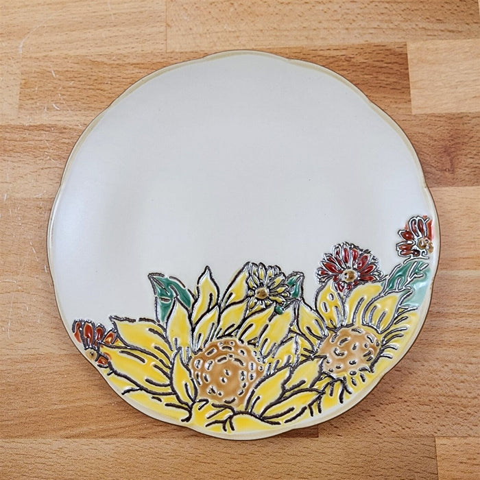 Brandywine Sunflower Set of 4 Appetizer 6" Plate Embossed Appy by Blue Sky